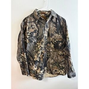 Vintage 90s Browning Camouflage Fleece Long Sleeve Button Up‎ Shirt Men's L